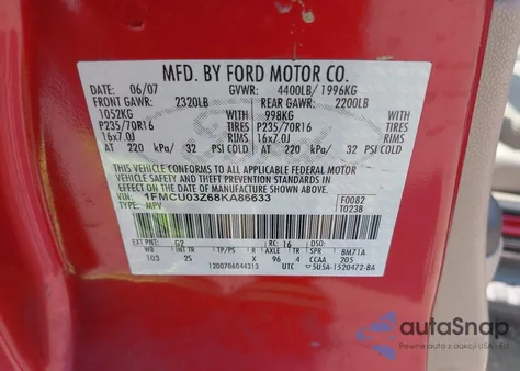 2008 Ford Escape Xlt from USA, damaged, VIN 1FMCU03Z68KA86633